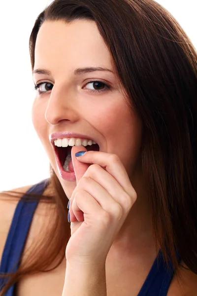 Beautiful Slim Girl Posing Studio — Stock Photo, Image