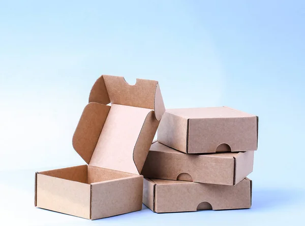 Carton Boxes Blue Background — Stock Photo, Image