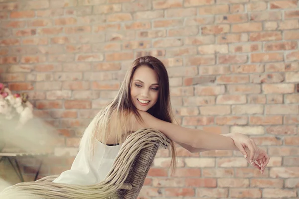 Estilo Vida Mulher Encantadora Casa — Fotografia de Stock