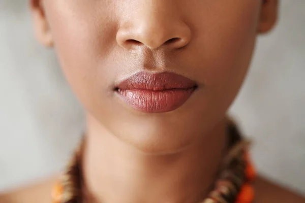 Faccia Labbra Femminili Primo Piano — Foto Stock