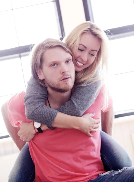 Amor Relacionamento Casal Bonito Casa — Fotografia de Stock