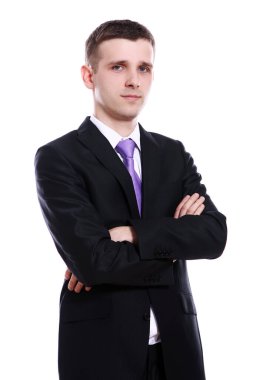 Beyaz arka plan üzerinde yakışıklı işadamı