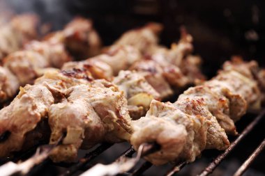 Çelik şişte taze et Brezilya 'da dumanda.