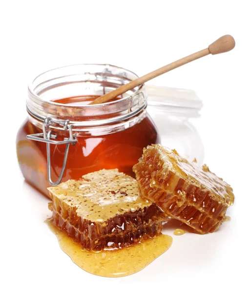 Nahaufnahme Des Glases Mit Frischem Honig — Stockfoto