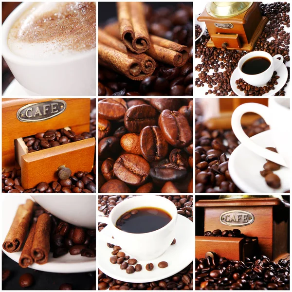Collage Different Photos Coffee — Stock Photo, Image