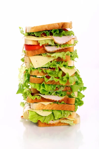 Sandwich Muy Grande Aislado Sobre Fondo Blanco —  Fotos de Stock
