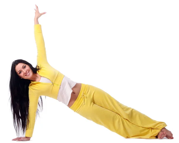 Smiling Young Girl Doing Fitness — Stock Photo, Image