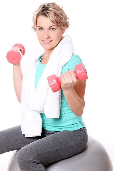 Frau Mittleren Alters Posiert Sport Und Gesundes Lebenskonzept — Stockfoto