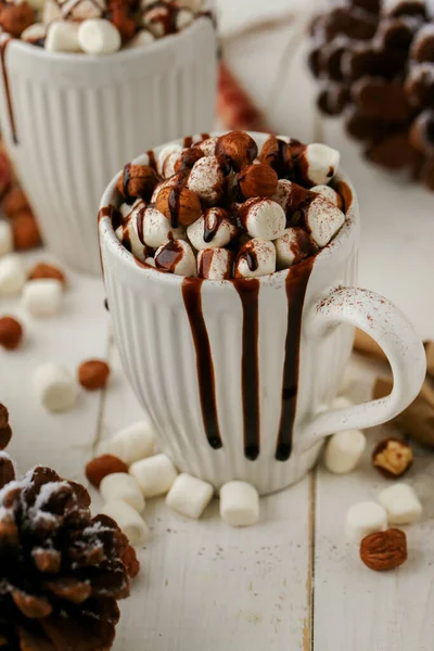 Bebida Cacau Quente Com Marshmallows — Fotografia de Stock