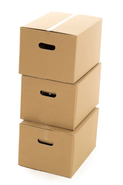 Beyaz Arkaplanda Birkaç Karton Kutu — Stok fotoğraf