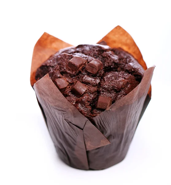 Schokolade Cupcake Auf Weißem Hintergrund — Stockfoto
