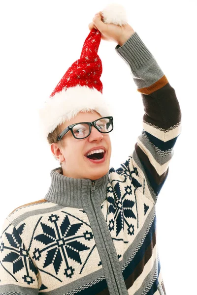 Blond Man Glasses Posing White Background — Stock Photo, Image