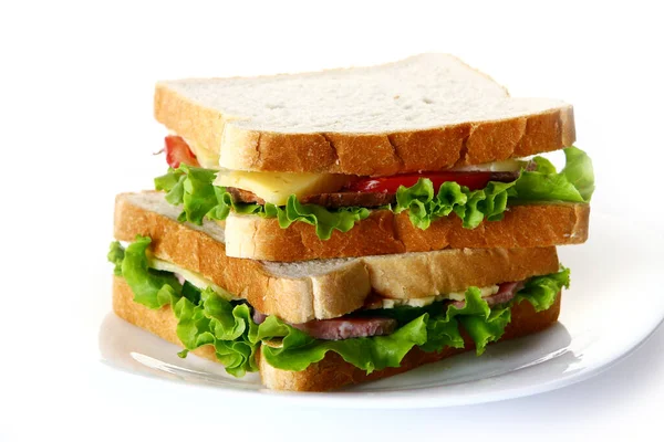 Fresh Sanswich Salami Vegetable — Stock Photo, Image