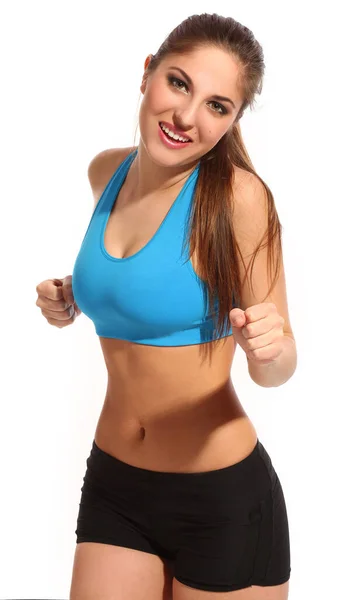 Hermosa Mujer Activa Traje Fitness Haciendo Ejercicio —  Fotos de Stock