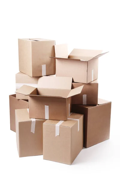 Cardboard Boxes White Background — Stock Photo, Image