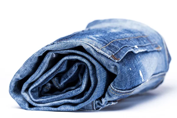 Pile Various Pairs Jeans White Background — Stock Photo, Image