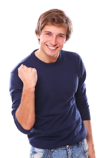 Retrato Joven Guapo Sobre Fondo Blanco — Foto de Stock