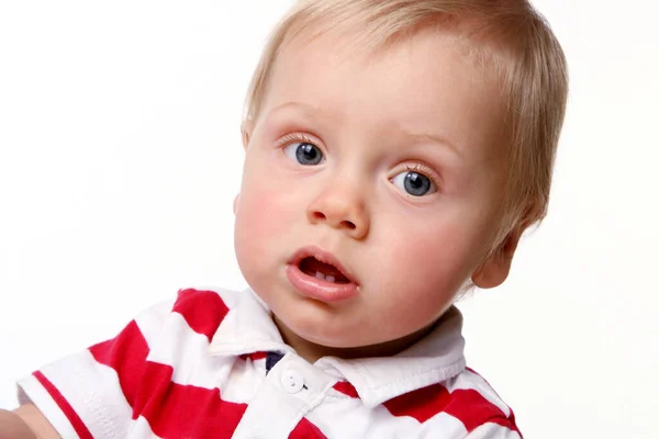 Pequeño Niño Lindo Aislado Sobre Fondo Blanco —  Fotos de Stock