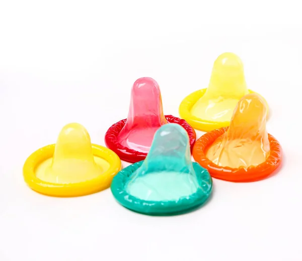 Colorful Condoms White Background — Stock Photo, Image