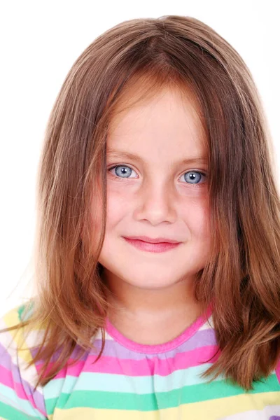 Retrato Menina Bonito Feliz Estúdio — Fotografia de Stock