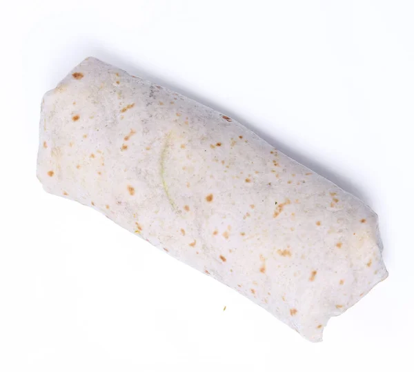 Köstlicher Burrito Auf Weißem Hintergrund — Stockfoto