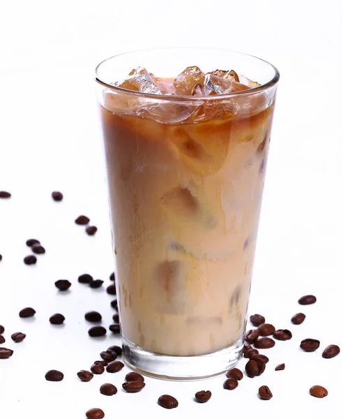 Glass Cold Coffee White Background — Stock Photo, Image