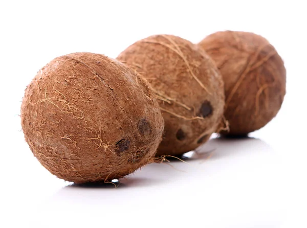 Zbliżenie Fresh Kokosów Białym Tle — Zdjęcie stockowe
