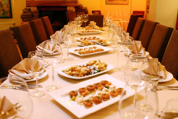 Table Banquet Avec Restaurant Servant Snacks — Photo