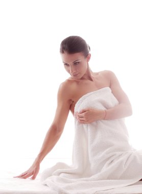 Kaplıca salonundaki güzel kadın