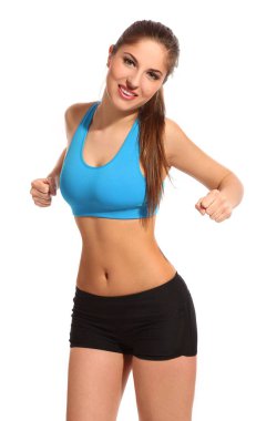 Formda güzel, aktif bir kadın spor yapıyor.
