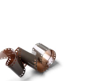 Sinematografi. Beyaz arkaplanda eski bir bant