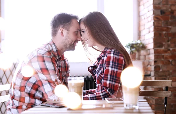 Liefde Schattig Stel Het Café — Stockfoto