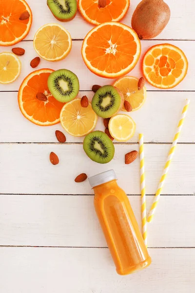 Gezond Eten Sinaasappelsap Tafel — Stockfoto