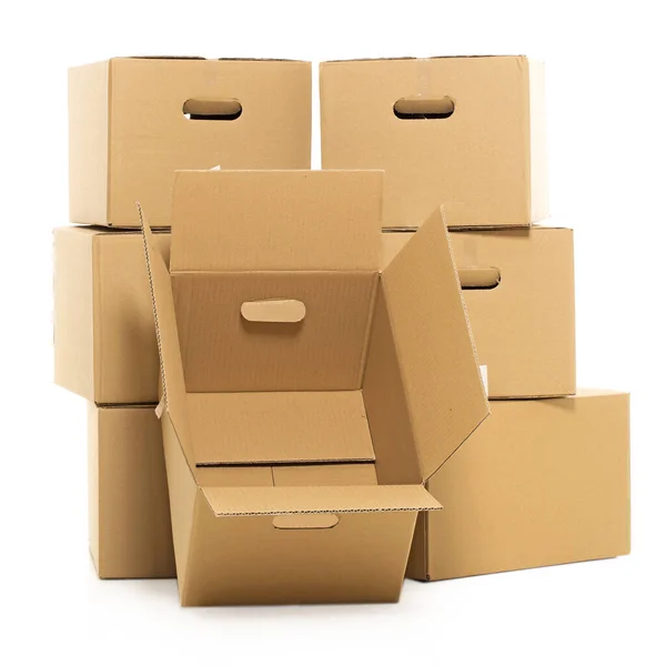 Few Carton Boxes White Background — Stock Photo, Image