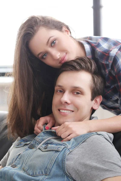 Amor Relacionamento Casal Bonito Casa — Fotografia de Stock