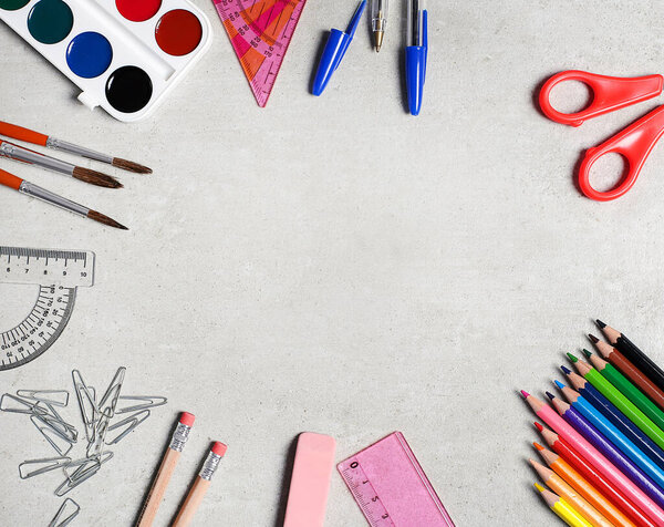 Tools. Stationery on the table