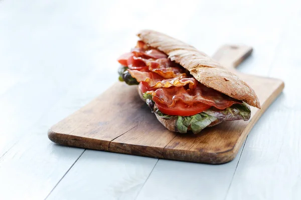 Delicious Long Sandwich Bacon — Stock Photo, Image