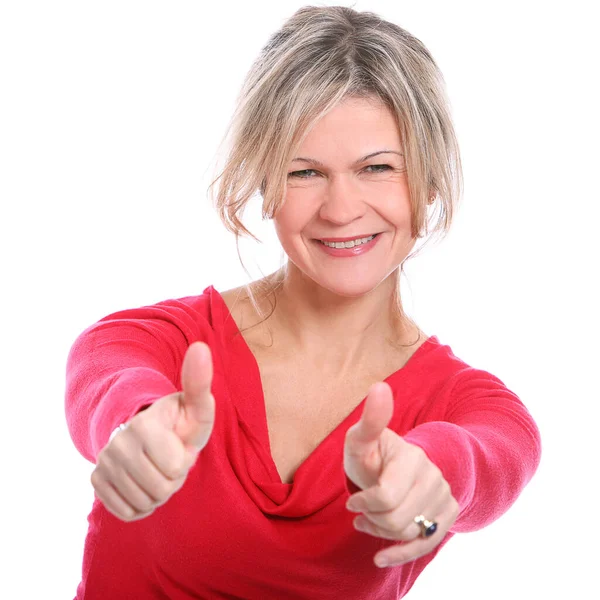 Hermosa Mujer Mediana Edad Posando Estudio — Foto de Stock