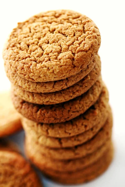 Fresh Tasty Oat Biscuits White Background — Stock Photo, Image