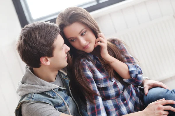 Love Relationship Beautiful Couple Home — Stock Photo, Image