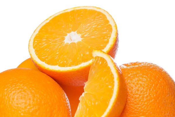 Some Sliced Whole Oranges Together White Background — Stock Photo, Image