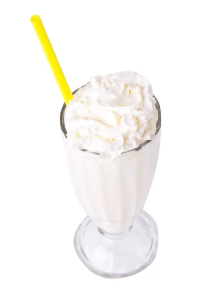 Délicieux Milkshake Banane Sur Fond Blanc — Photo