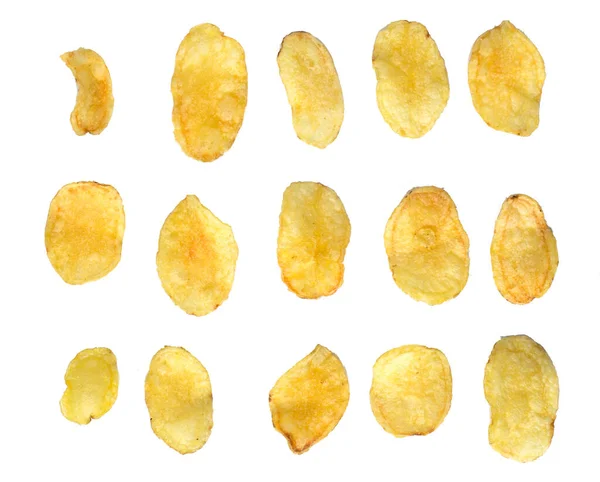 Läckra Potatis Chips Vit Bakgrund — Stockfoto