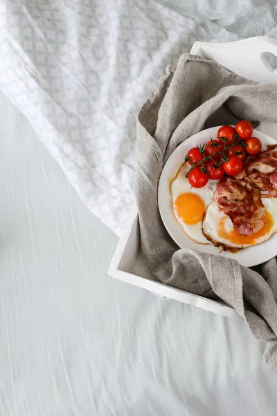 Buongiorno Colazione Nel Letto — Foto Stock