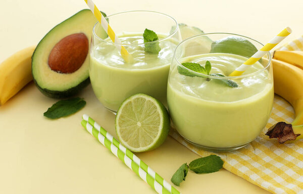 Delicious smoothie made out of avocado and banana