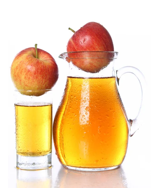 Fresh Cold Apple Juice White Background — Stock Photo, Image