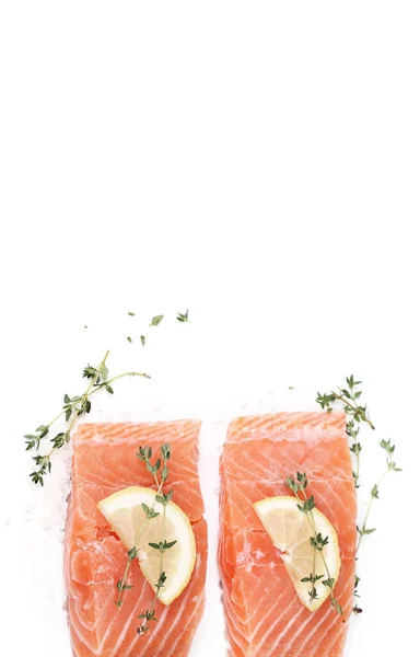 Raw Salmon White Background — Stock Photo, Image