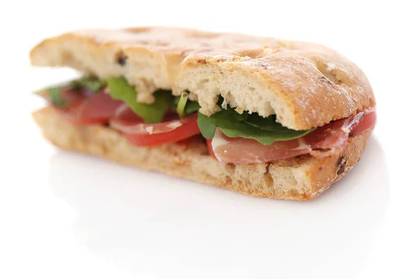 Closeup Picture Delicious Sandwich White Background — Stock Photo, Image