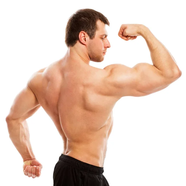 Bonito Muscular Cara Com Torso Isolador Sobre Fundo Branco — Fotografia de Stock