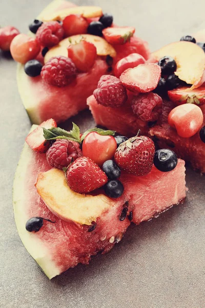 Delicious Watermelon Pizza Fruits Berries — Stock Photo, Image